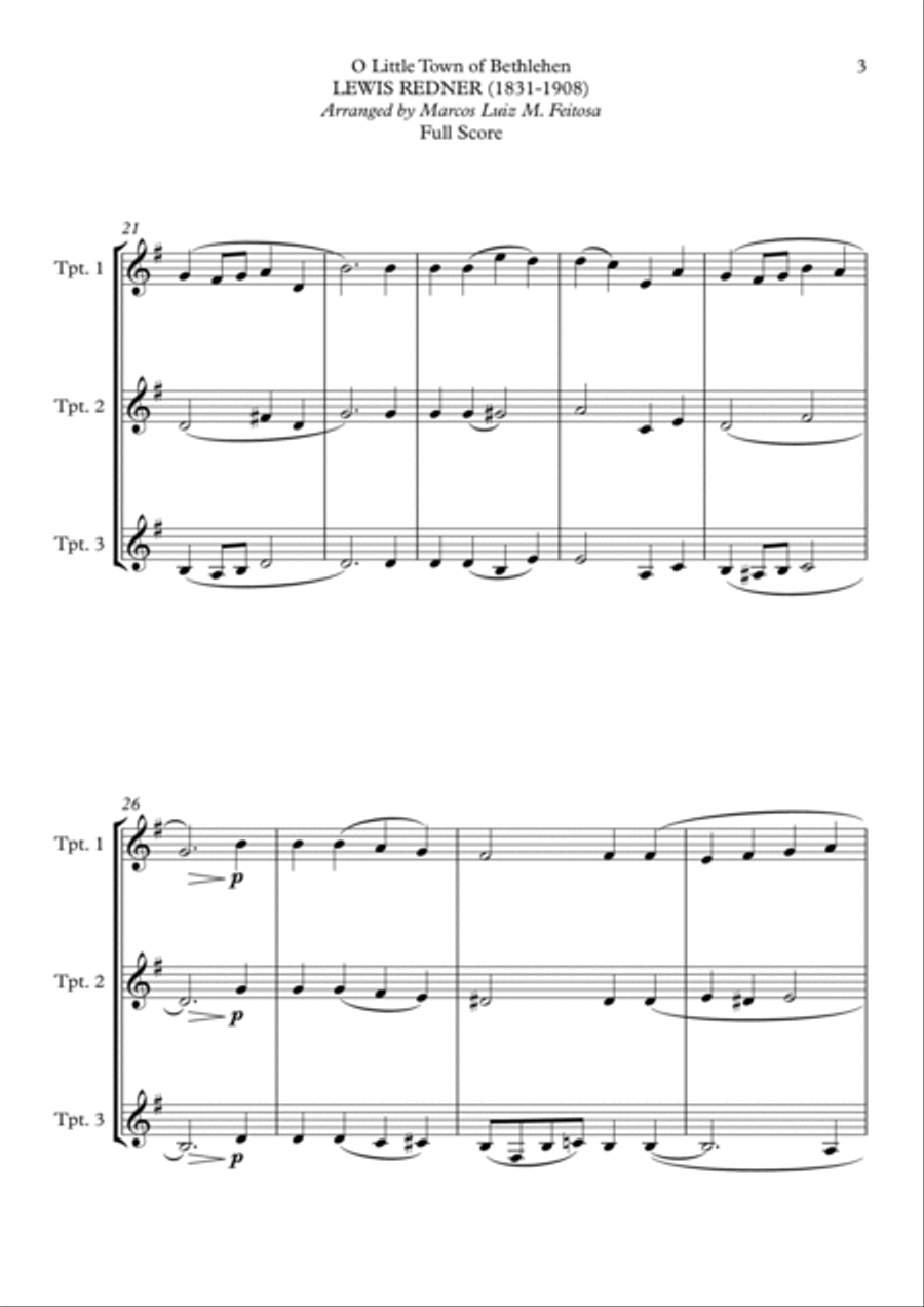 O Little Town of Bethlehem - Trumpet Trio Trumpet Trio scores gallery preview page 5