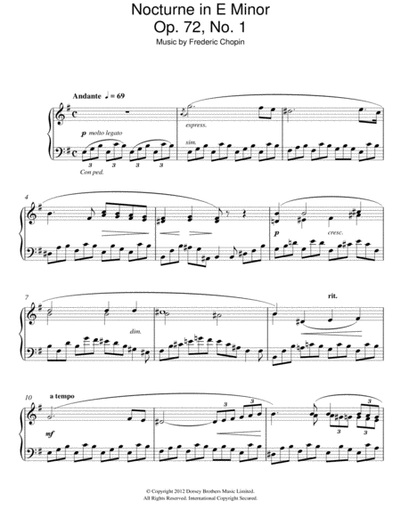 Nocturne In E Minor Op. 72, No. 1