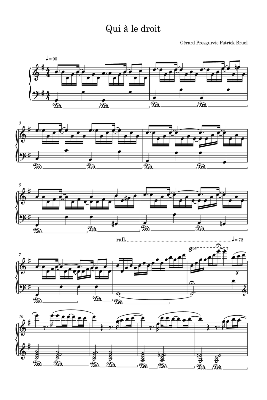 Qui A Le Droit Piano Solo scores gallery preview page 1