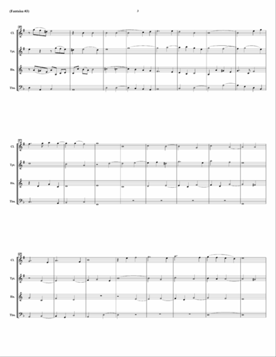 Fantasia #3 For 4 Viols - for Wind Quartet Clarinet scores gallery preview page 5