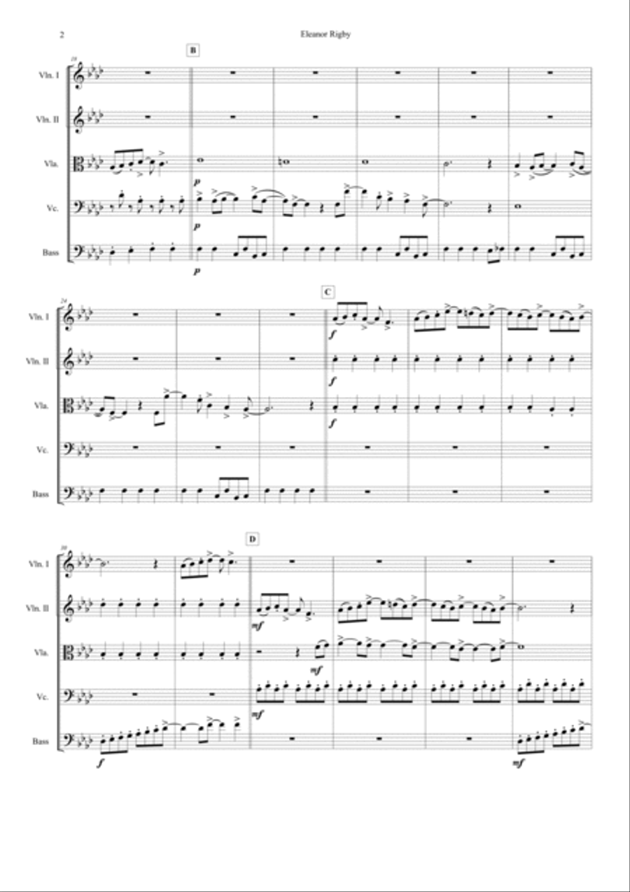 Eleanor Rigby String Quintet scores gallery preview page 2