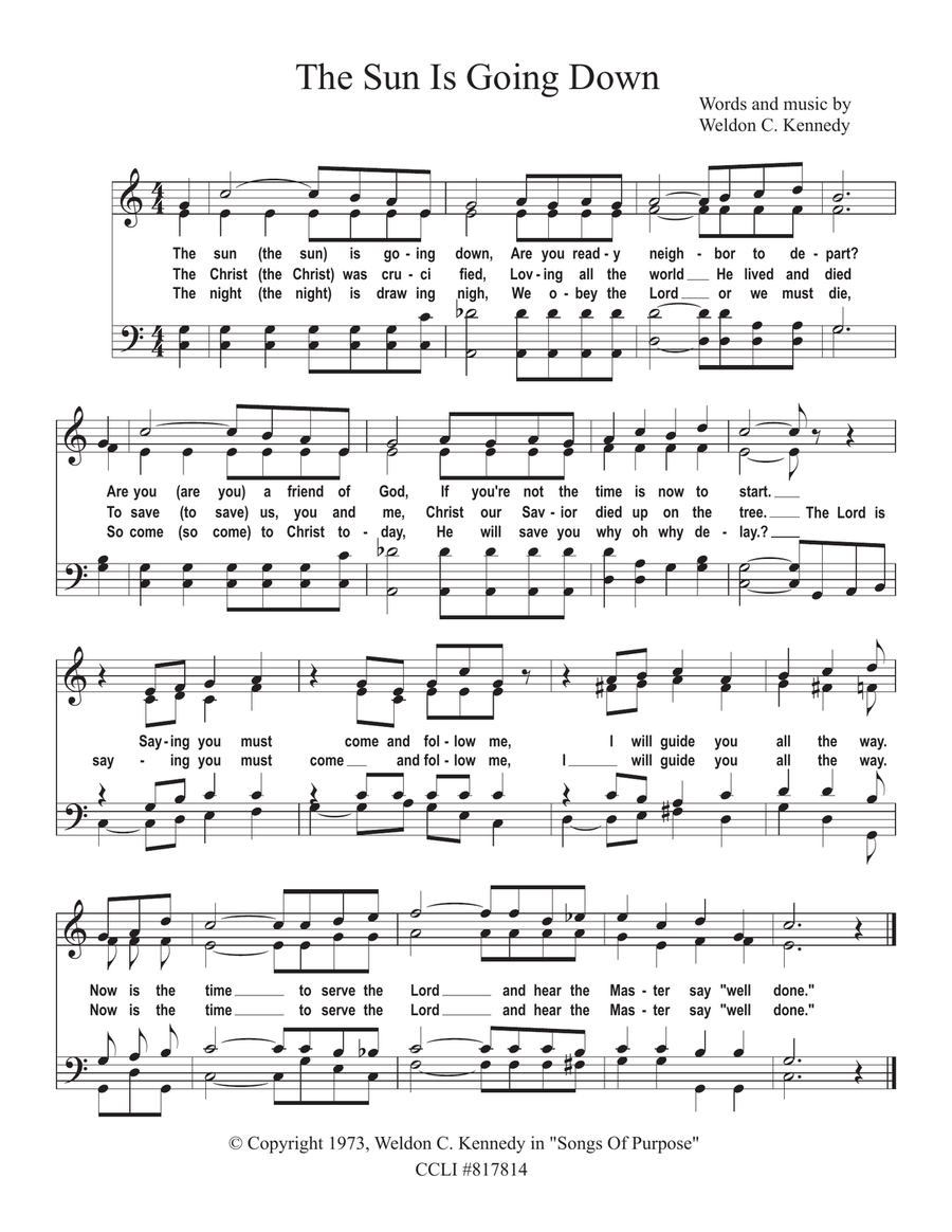 The Sun Is Going Down The Sun Is Going Down 4-Part scores gallery preview page 1