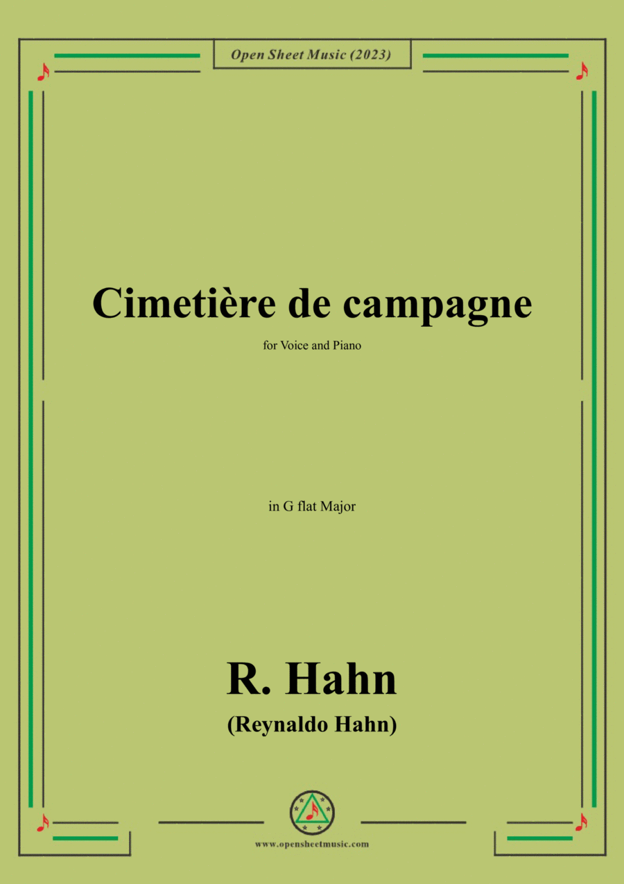 R. Hahn-Cimetière de campagne,in G flat Major Voice scores gallery preview page 1