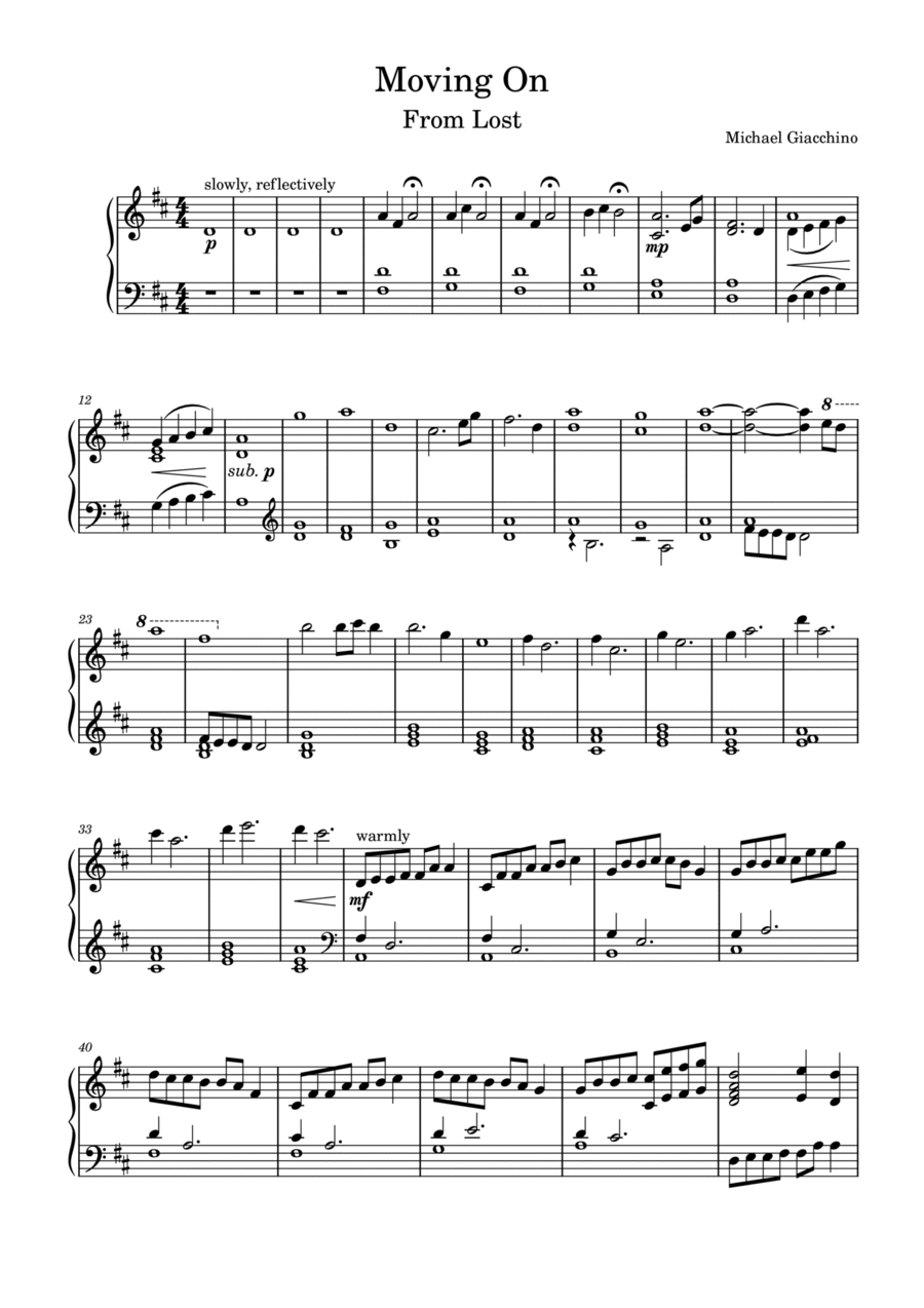Moving On Piano Solo scores gallery preview page 1