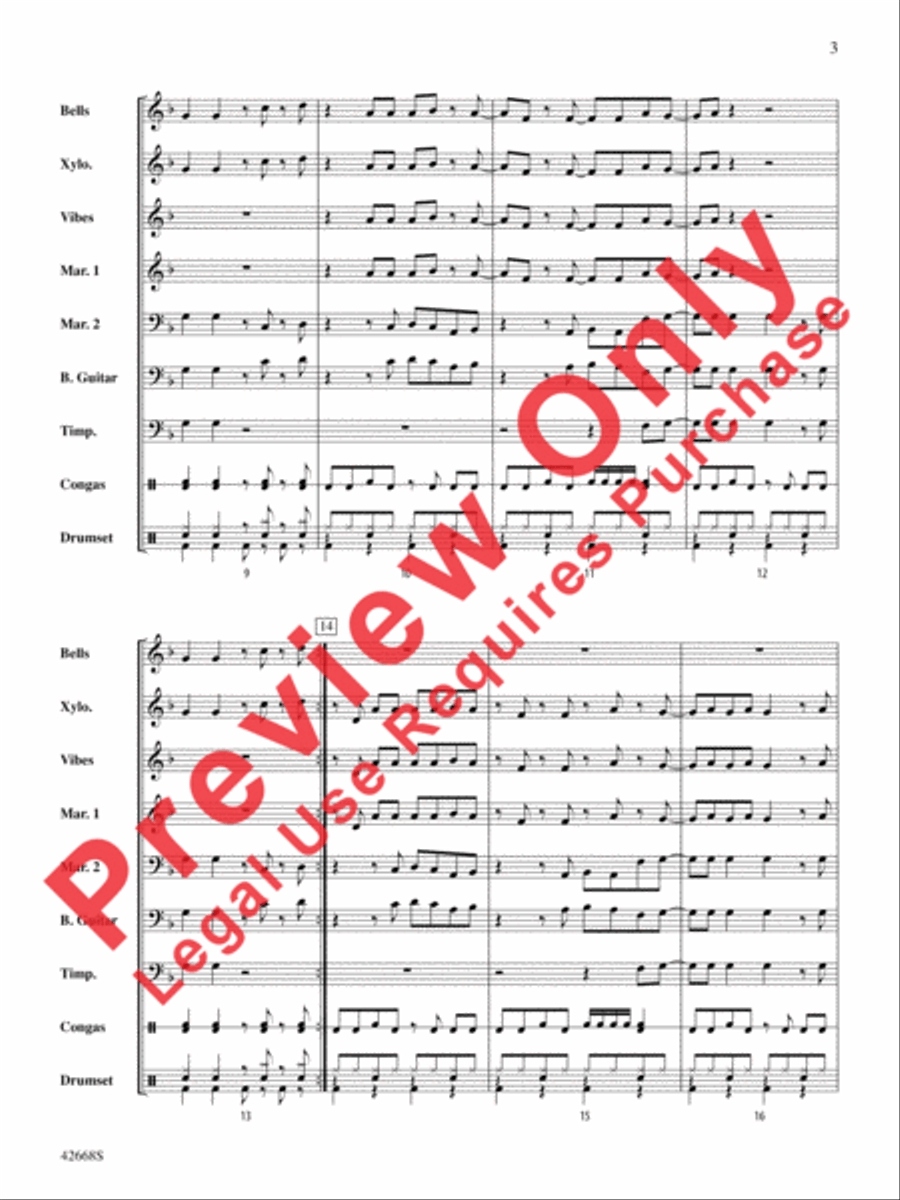 Locked Out of Heaven Percussion Ensemble scores gallery preview page 4