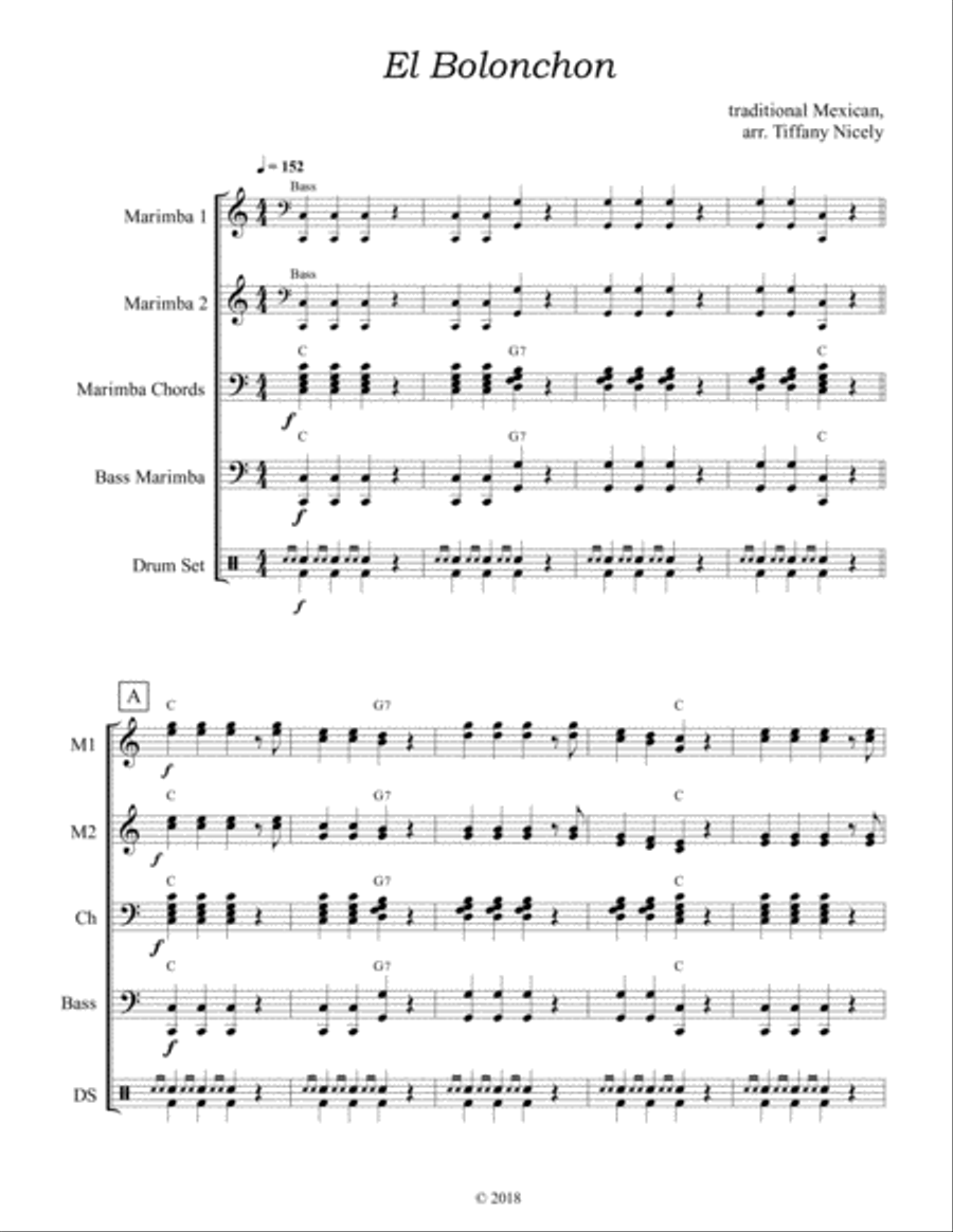 El Bolonchon Percussion Ensemble scores gallery preview page 1