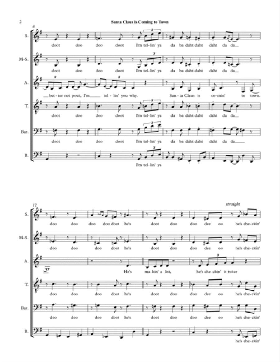 Santa Claus Is Comin' To Town 4-Part scores gallery preview page 2