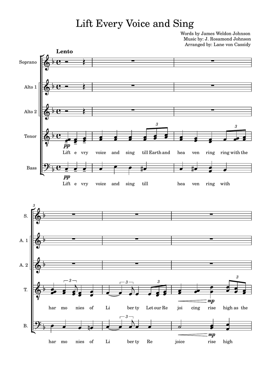 Lift Every Voice and Sing A Cappella scores gallery preview page 1