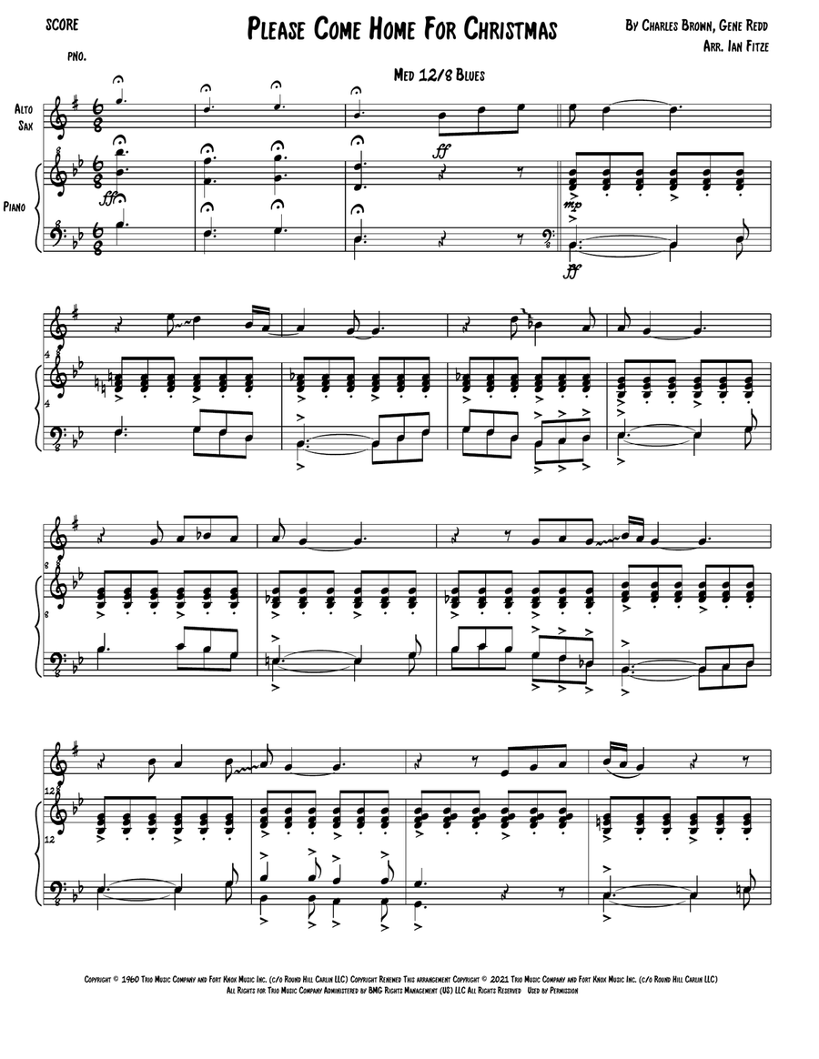 Please Come Home For Christmas Alto Saxophone scores gallery preview page 2