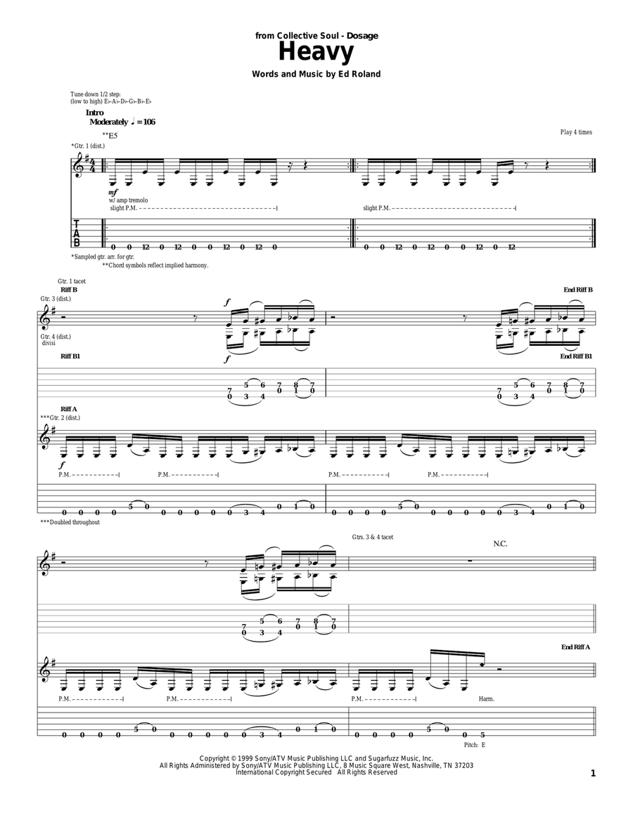 Heavy Acoustic Guitar scores gallery preview page 1