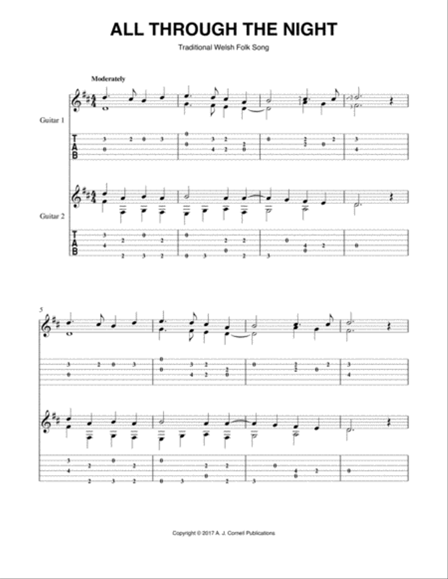 All Through the Night Acoustic Guitar scores gallery preview page 1