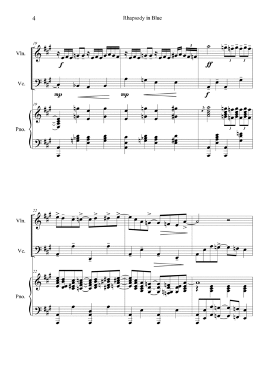 Rhapsody in Blue Piano Trio scores gallery preview page 4