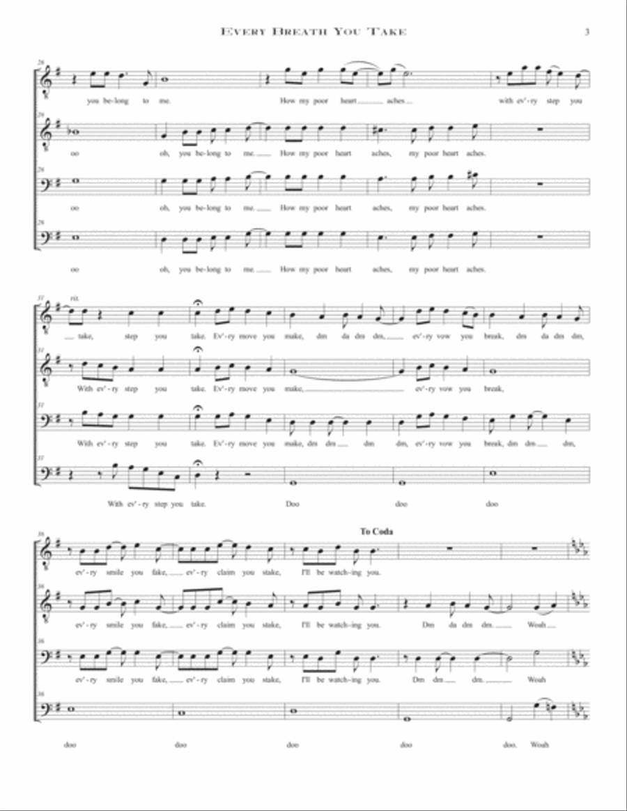 Every Breath You Take TTBB scores gallery preview page 3