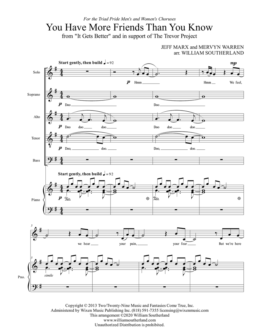 You Have More Friends Than You Know 4-Part scores gallery preview page 1