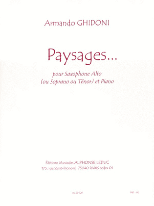 Paysages Alto (sop Or Ten) Sax/pno
