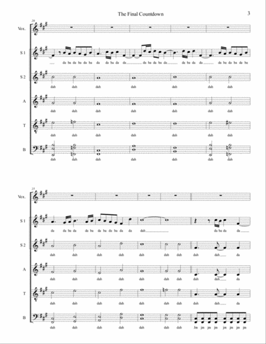 Final Countdown Divisi scores gallery preview page 3