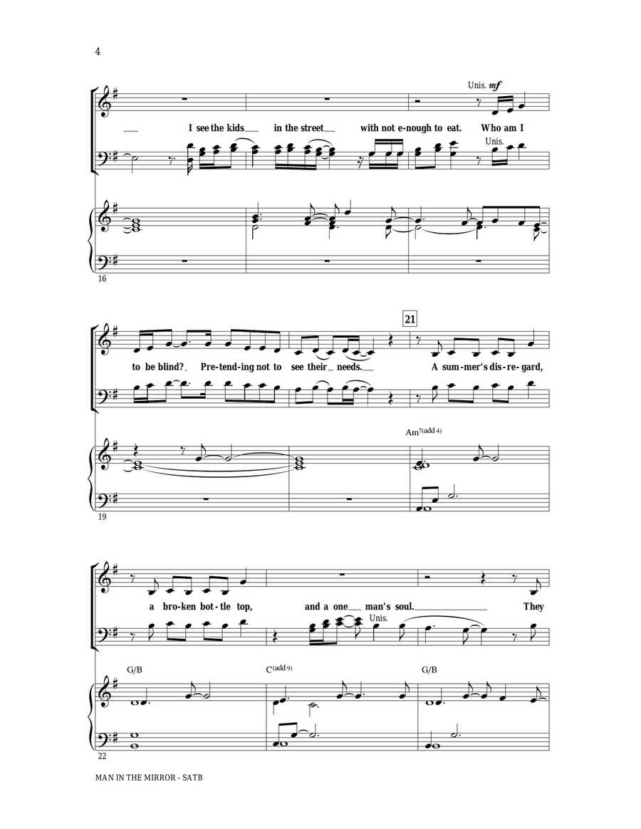 Man In The Mirror (arr. Ed Lojeski) 4-Part scores gallery preview page 3