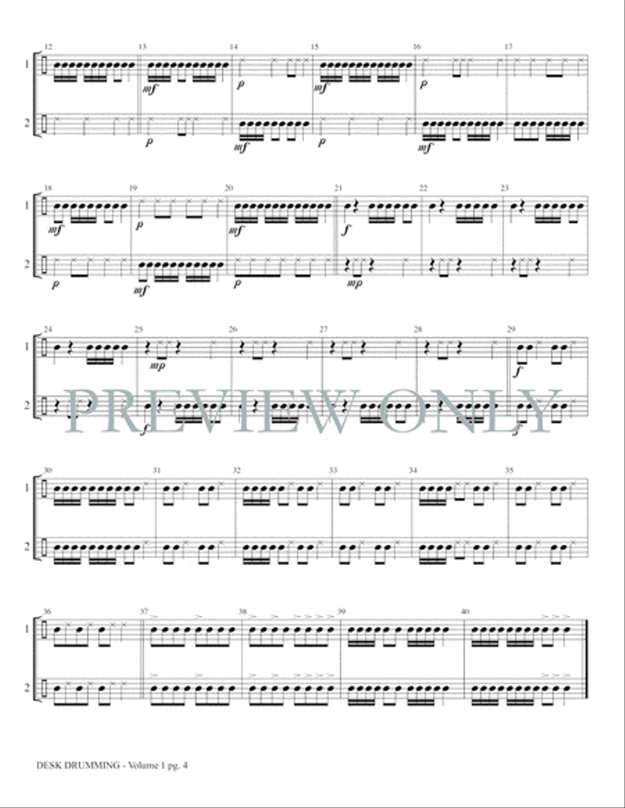Desk Drumming, Volume 1 Percussion Ensemble scores gallery preview page 6