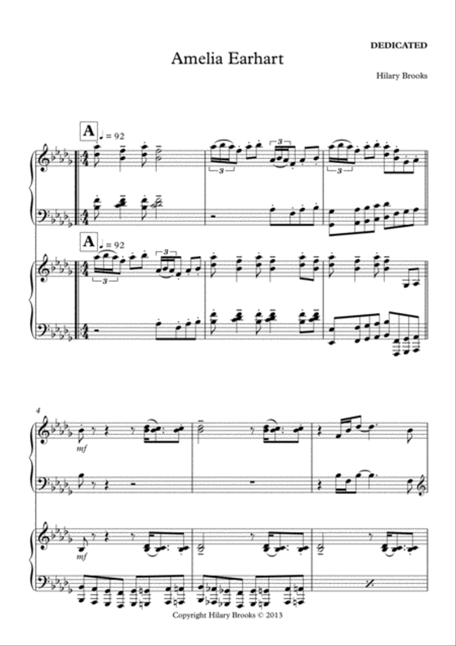 AMELIA EARHART 2 Pianos, 4-Hands scores gallery preview page 4