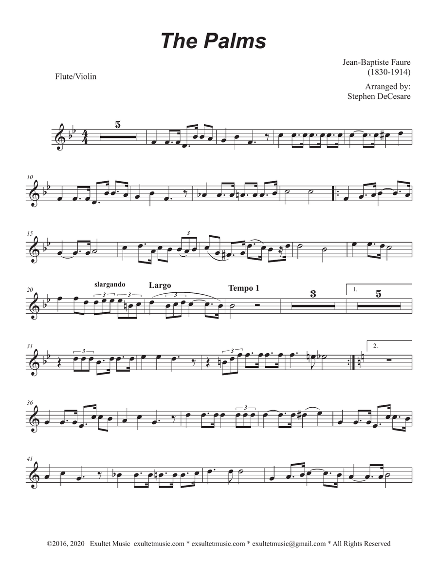 The Palms (Flute or Violin solo and Organ) The Palms (Flute or Violin solo and Organ) Flute scores gallery preview page 5