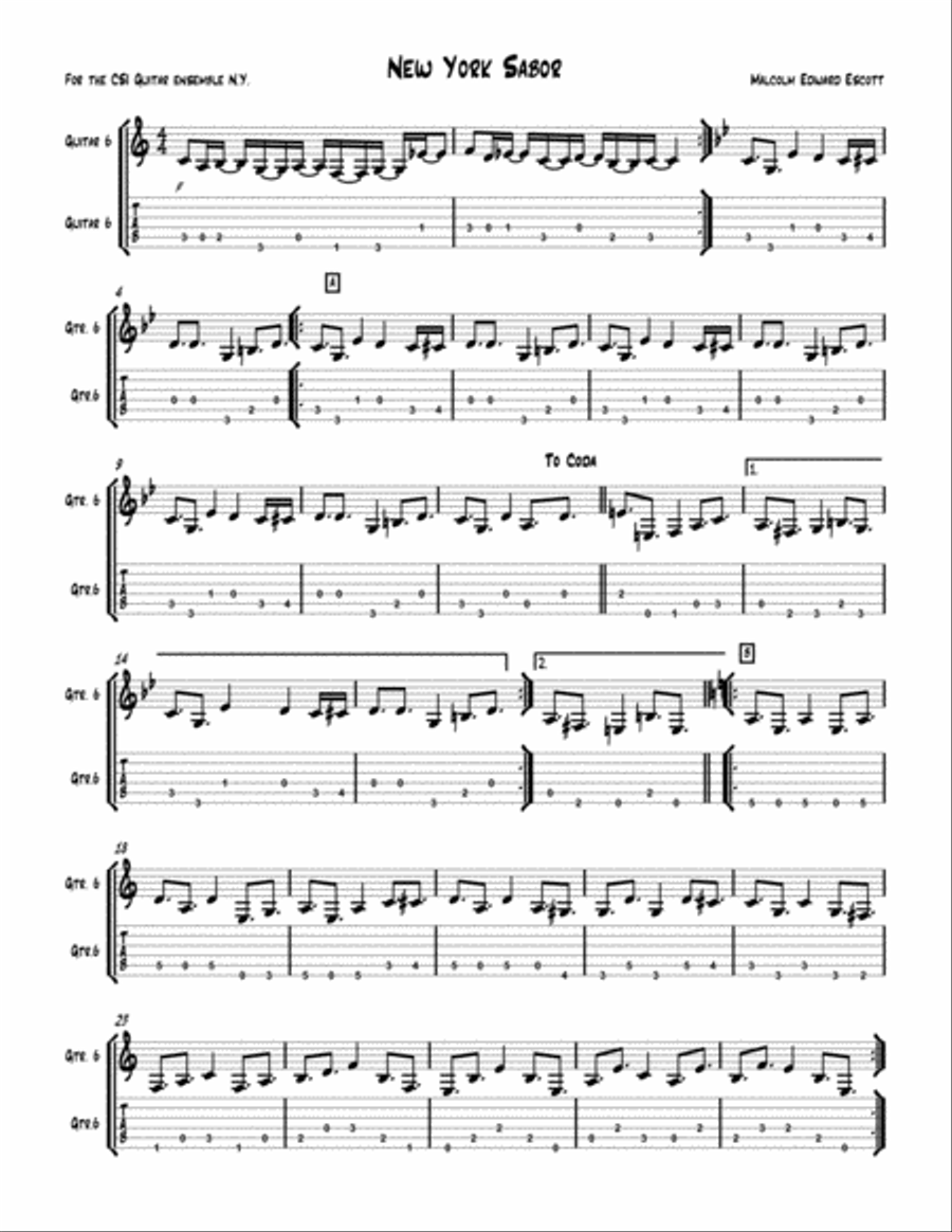 New York Sabor Guitar 6 New York Sabor Guitar 6 Electric Guitar scores gallery preview page 1