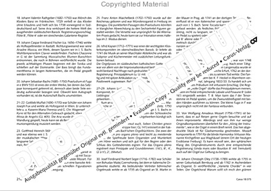 Freiburger Orgelbuch: Stammteil