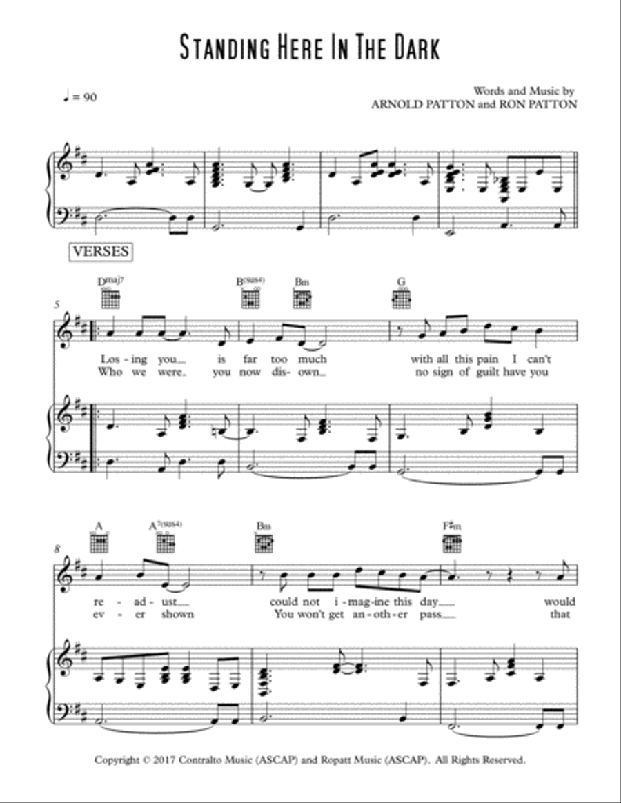 Standing Here In The Dark Piano, Vocal, Guitar scores gallery preview page 2