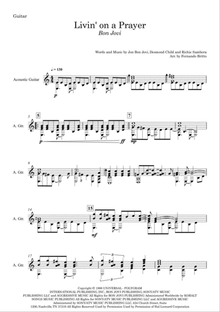 Livin' On A Prayer Electric Guitar scores gallery preview page 1