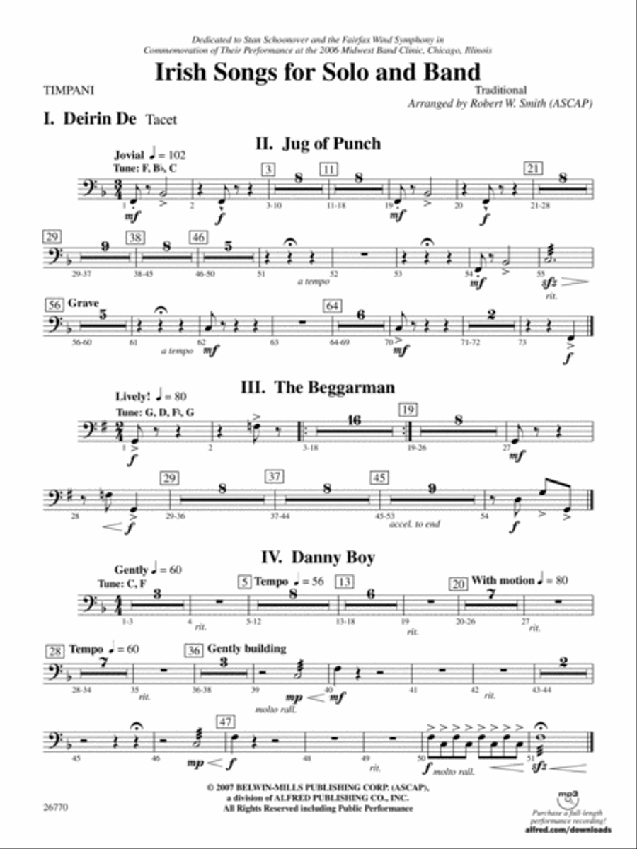 Irish Songs: Timpani Concert Band scores gallery preview page 1