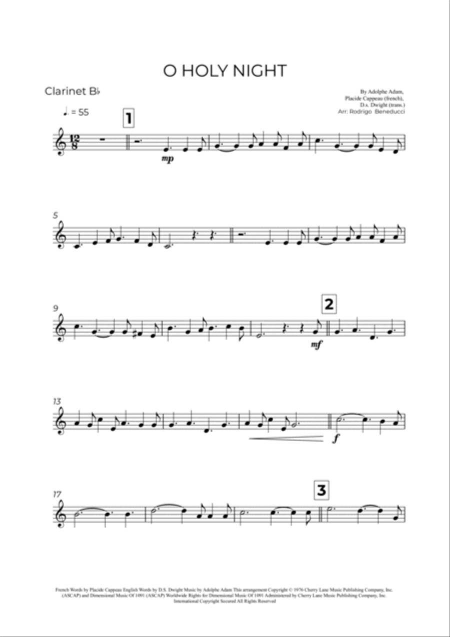 O Holy Night Clarinet Solo scores gallery preview page 2