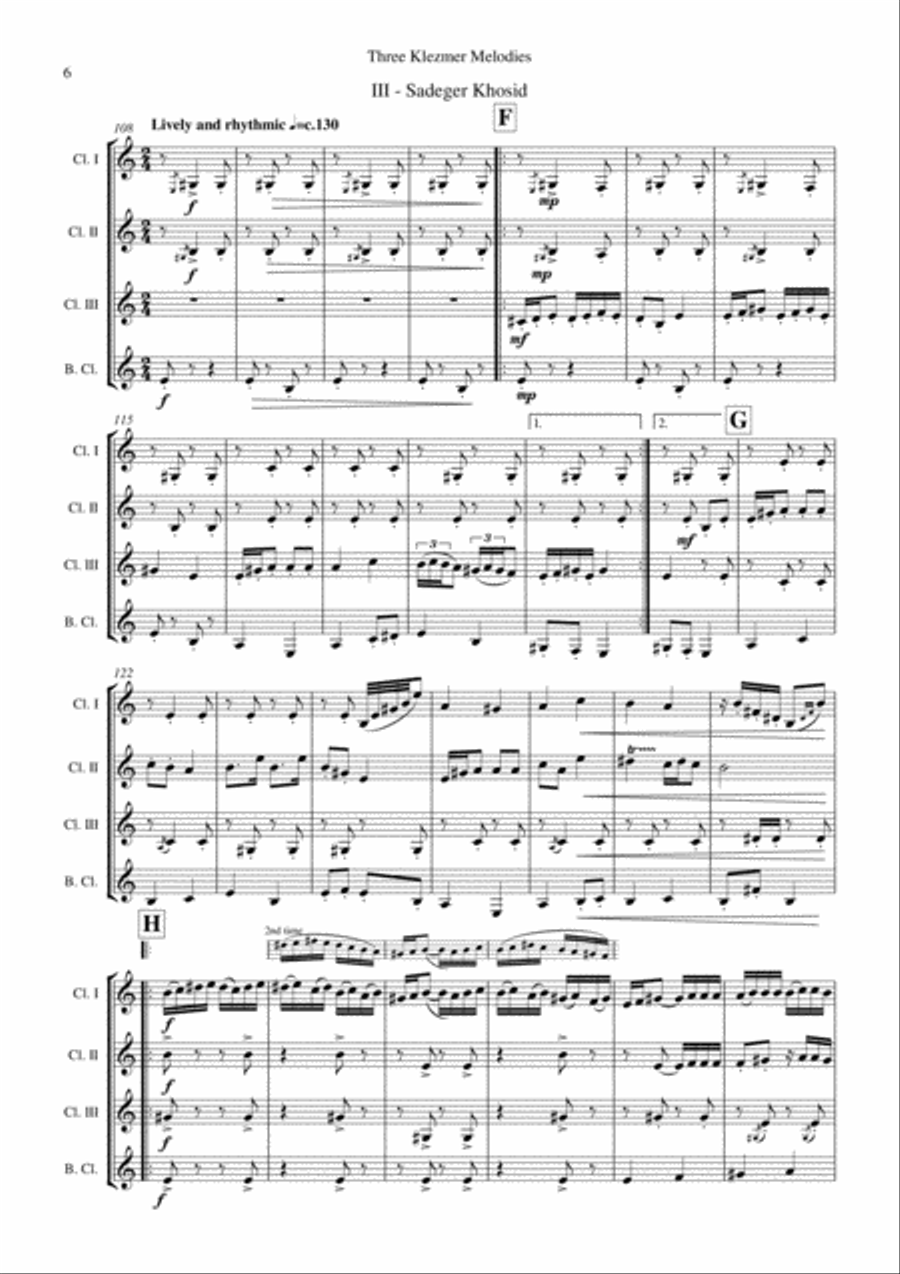 Three Klezmer Melodies Bass Clarinet scores gallery preview page 4