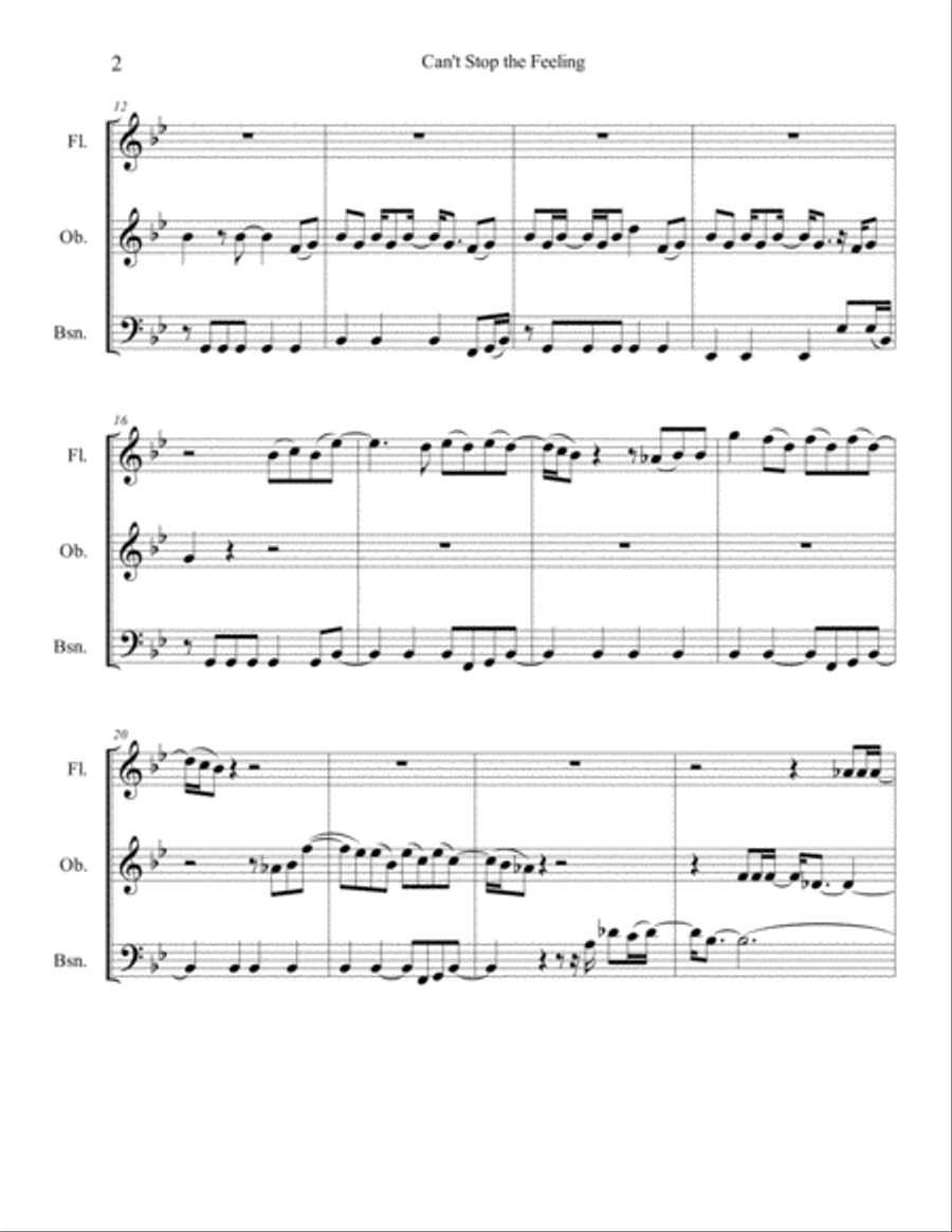 Can't Stop The Feeling from TROLLS Woodwind Trio scores gallery preview page 4