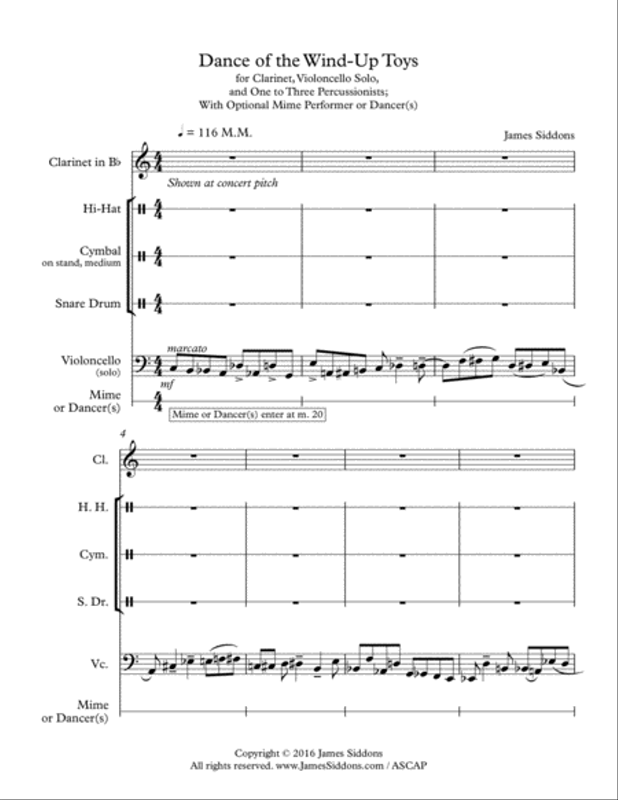 Dance of the Wind-Up Toys Percussion Ensemble scores gallery preview page 1