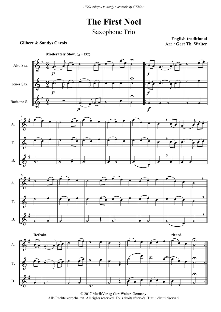 The First Noel Woodwind Trio scores gallery preview page 1