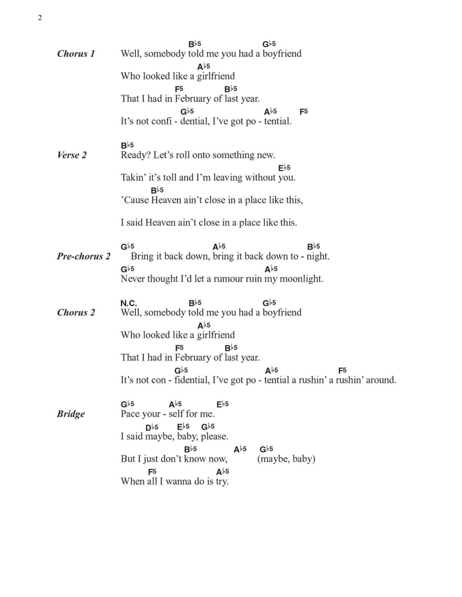 Somebody Told Me Easy Guitar scores gallery preview page 2