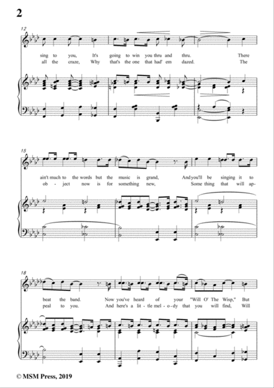 Bob Carleton-Ja-Da,in A flat Major,for Voice and Piano Voice Solo scores gallery preview page 4