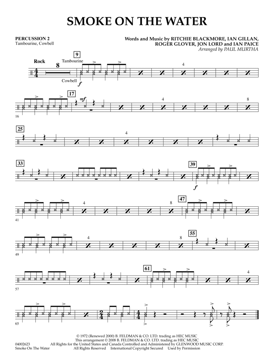 Smoke on the Water - Percussion 2 Concert Band scores gallery preview page 1
