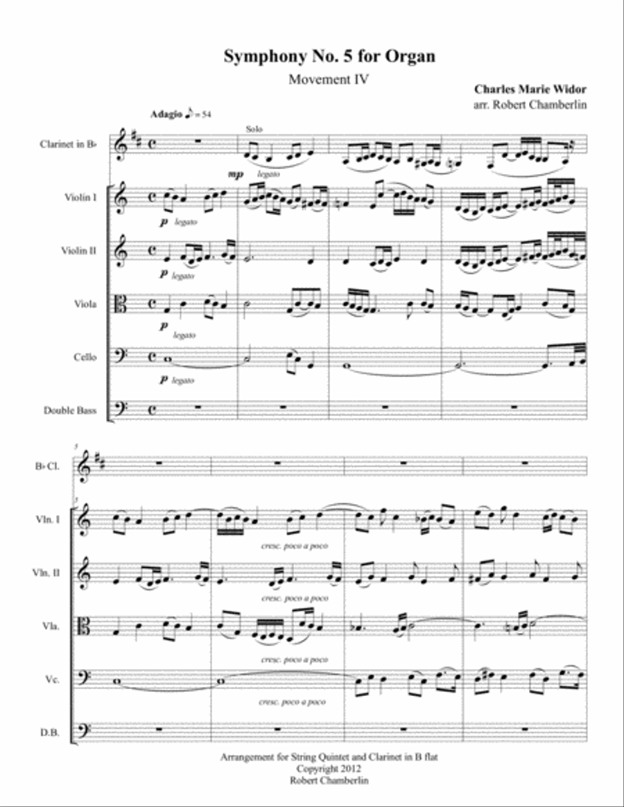Charles Marie Widor's Symphony No. 5 Movement IV (Instrumental arrangement) Small Ensemble scores gallery preview page 2