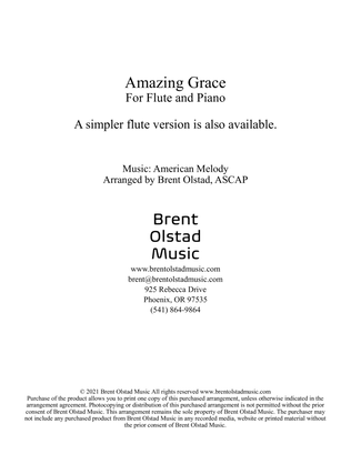 Book cover for Amazing Grace for flute and piano (Level IV)