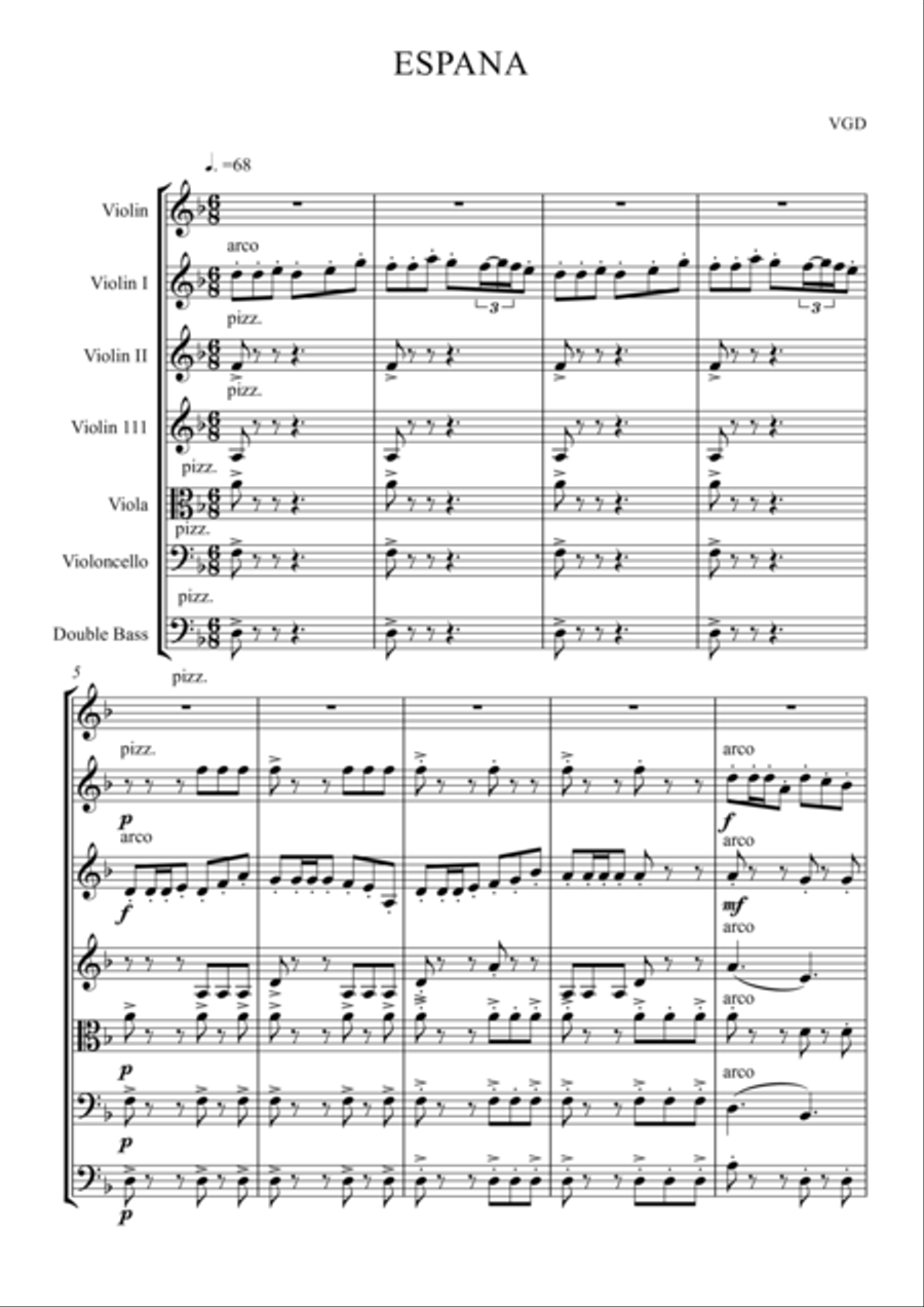 Espana String Orchestra scores gallery preview page 1