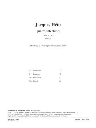 Book cover for Quatre Interludes, opus 38
