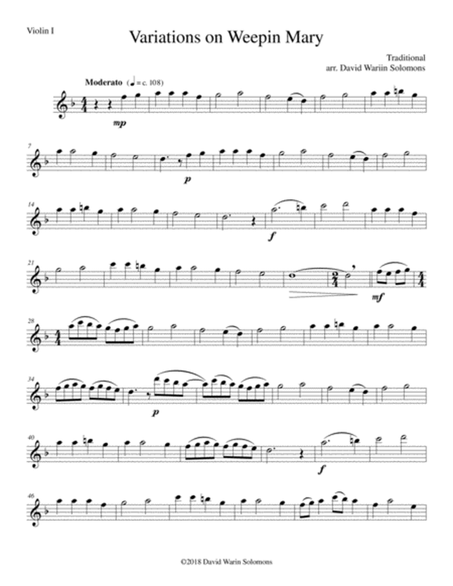 Variations on Weepin' Mary for string quartet image number null