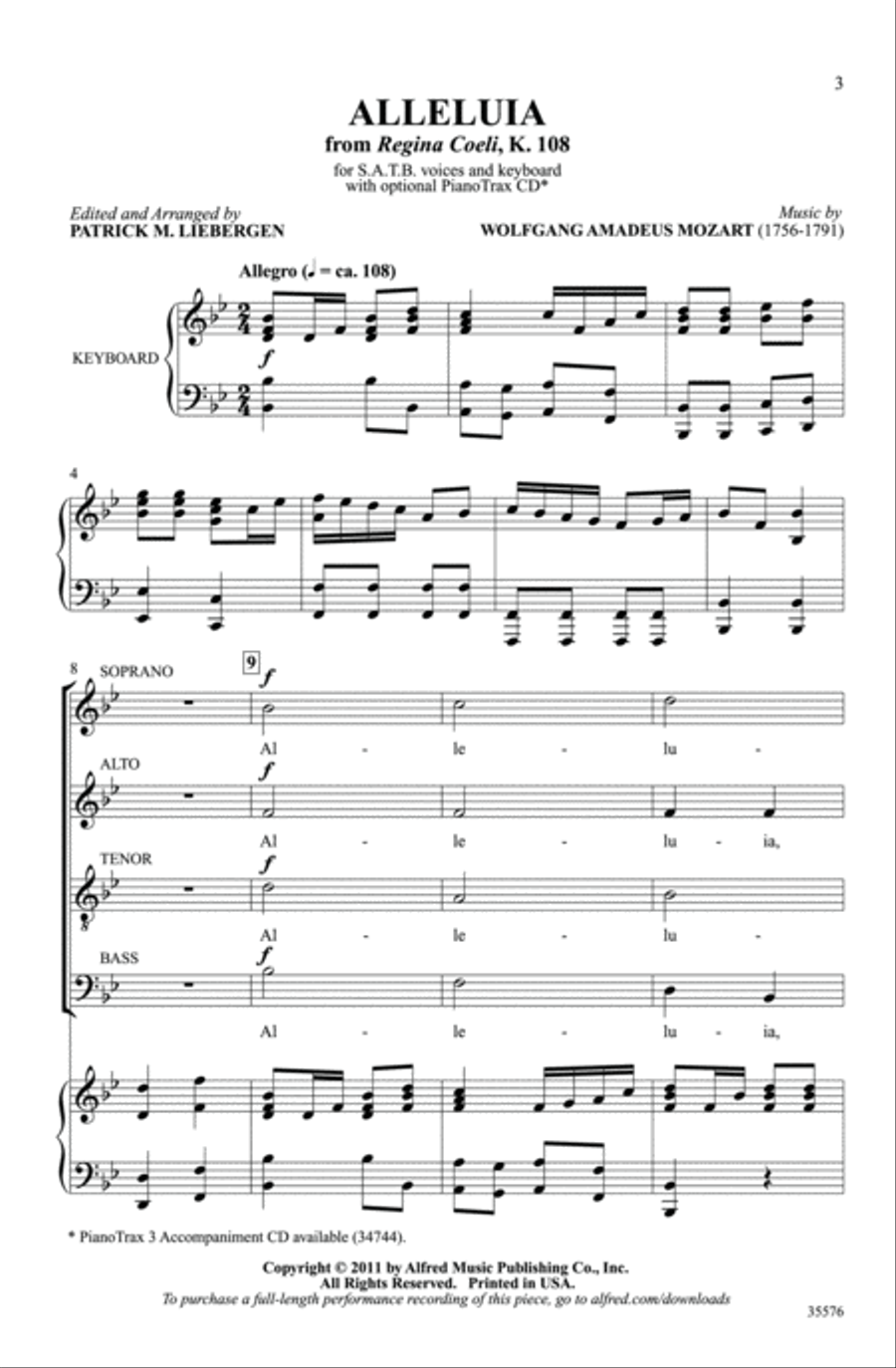 Alleluia (from Regina Coeli, K. 108) 4-Part scores gallery preview page 2