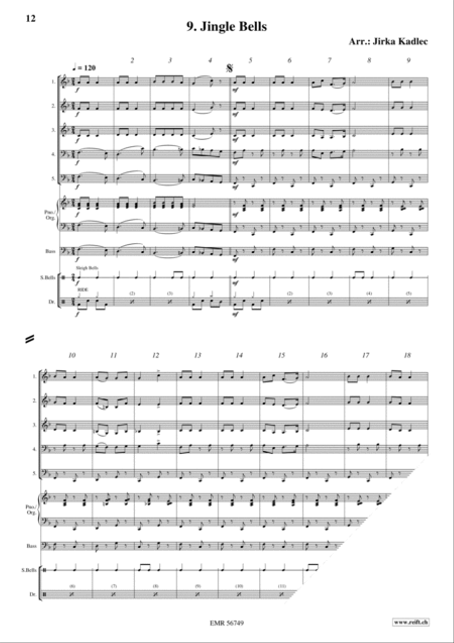 12 Easy Christmas Songs Woodwind Quintet scores gallery preview page 11