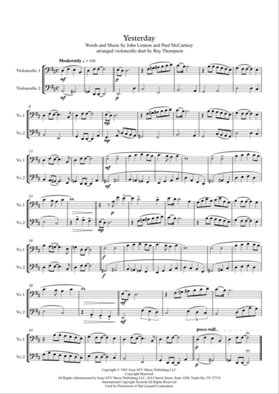 Yesterday String Duet scores gallery preview page 1