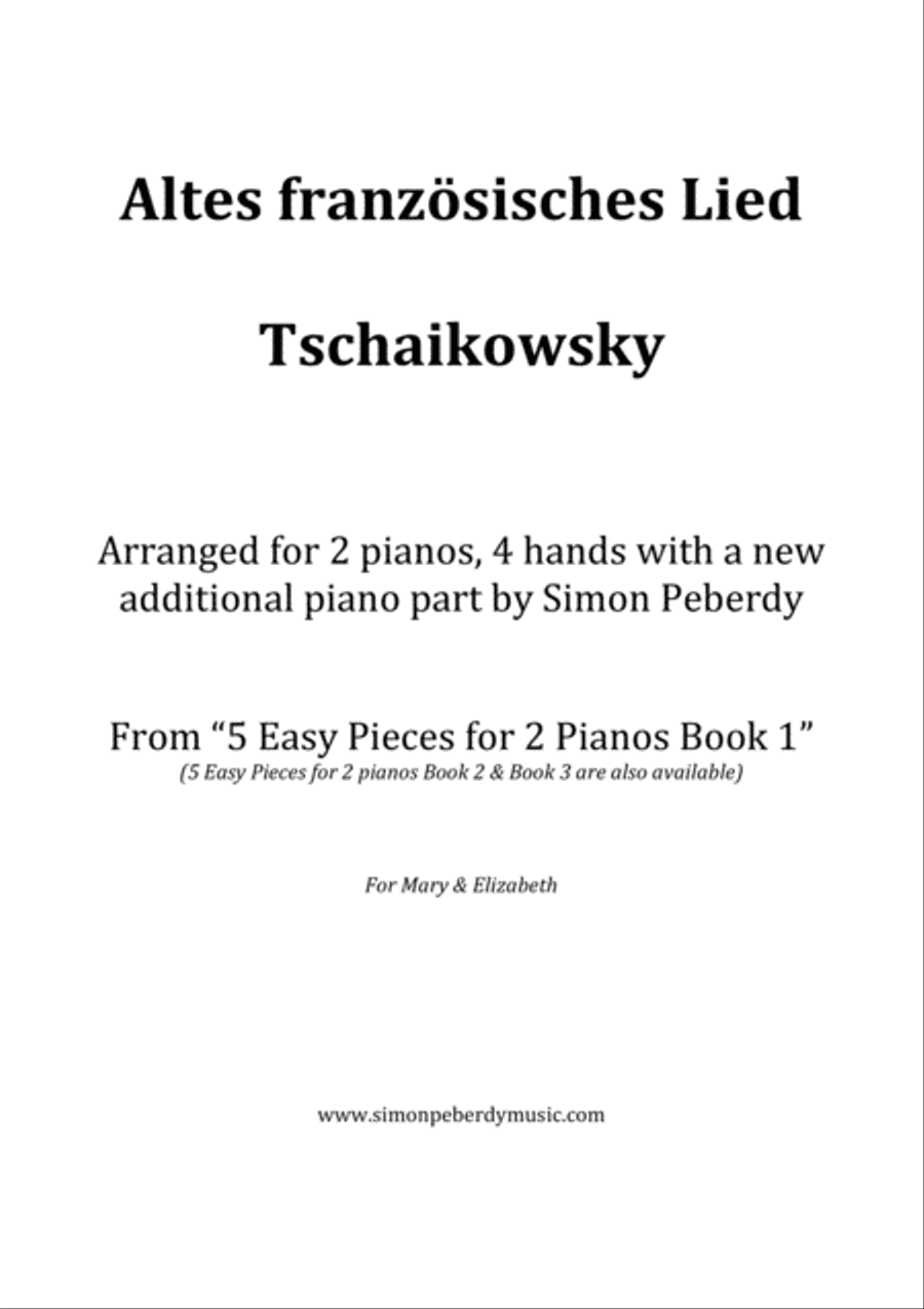 Altes französisches Lied (Old French Song) for 2 pianos (2nd piano part by Simon Peberdy) Piano Method scores gallery preview page 1