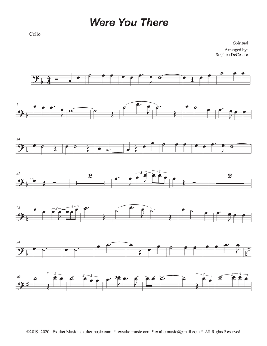 Were You There (Cello solo and Piano) Piano scores gallery preview page 4
