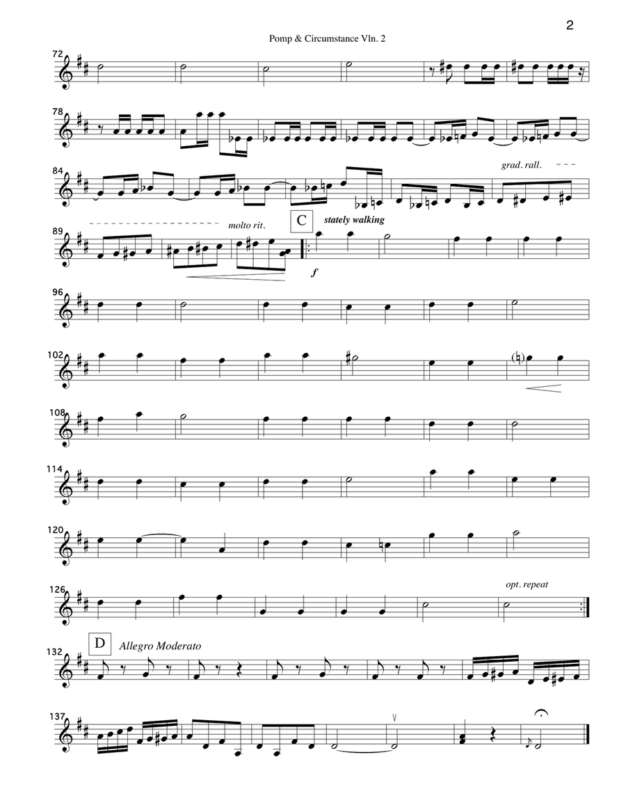 Pomp and Circumstance March no. 1 (graduation) string quartet String Quartet scores gallery preview page 6