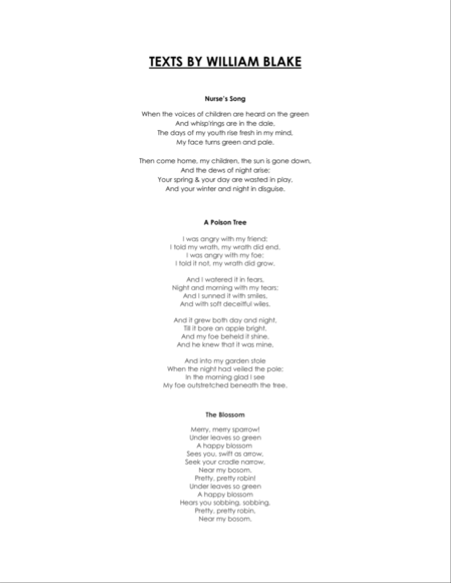 Three William Blake Songs for Soprano and Piano - Opus 2 High Voice scores gallery preview page 3