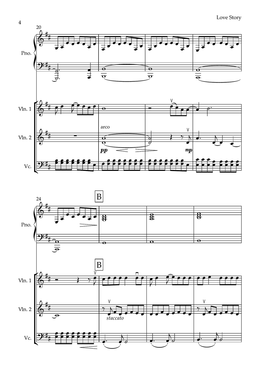 Love Story Piano Quartet scores gallery preview page 4